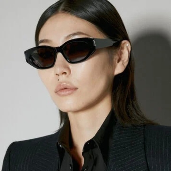 NEW SL638 001 SAINT LAURENT BLACK CAT EYE SL 638 001 WOMEN SUNGLASSES - Picture 2 of 12